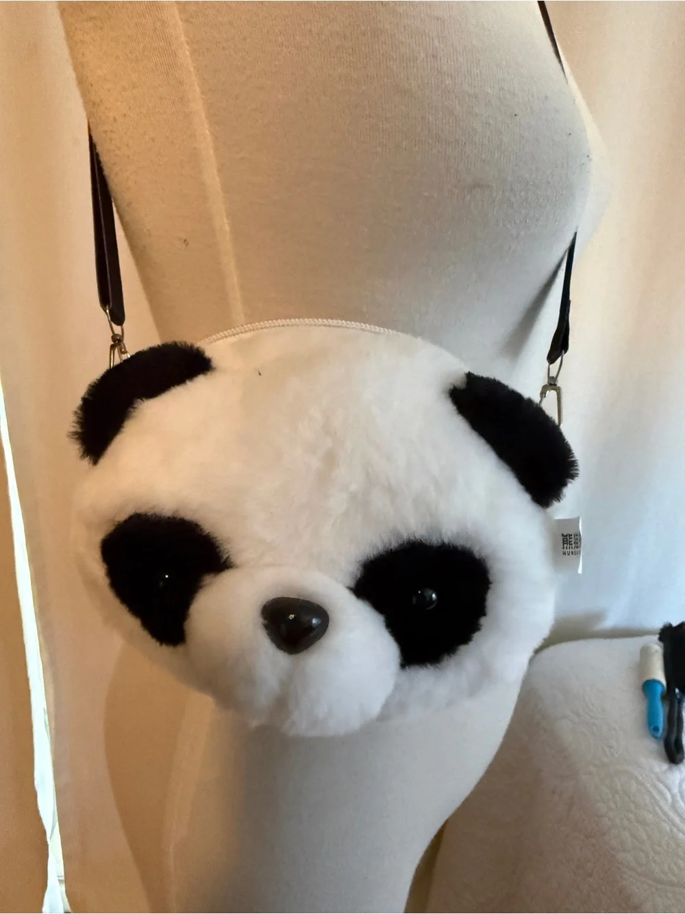 Plush Panda Crossbody Bag - White & Black Kids Accessory